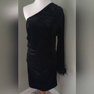 Pretty Garden Velvet One Shoulder Party Dress L Large